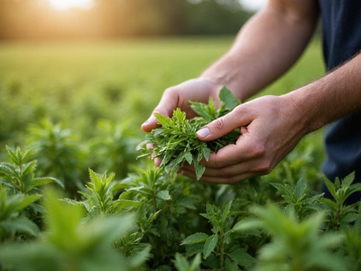 Sustainable sourcing process showing ethical farming and natural ingredient harvesting